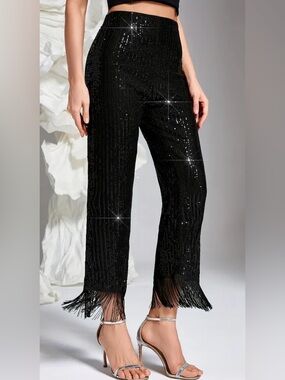 Sequin Fringe Pants